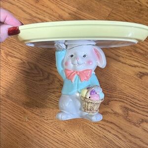 Mr Christmas “ Mr Cottontail “ Easter Bunny Cake Stand with light up  Basket NWT